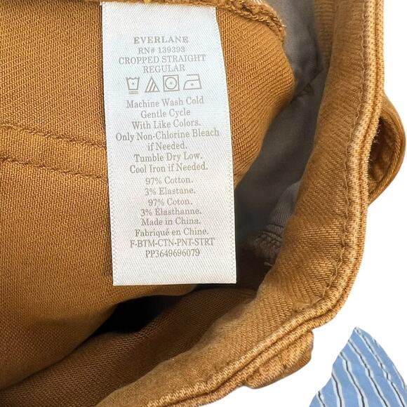 Everlane The Straight Leg Crop Pants Cotton Golden Brown Yellow Size 00 - Picture 12 of 12